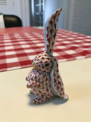 Herend porcelain rabbit,  Hungary,  bunny,  fishnet,  rust 2