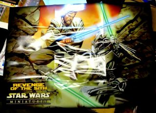 Star Wars Miniatures Promo Poster Revenge Of The Sith Obi Wan Kenobi Rare