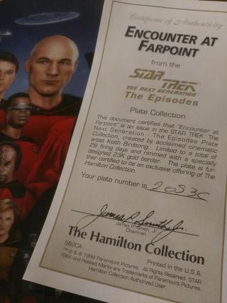 Encounter at Farpoint Star Trek Next Generation Episode Collector Plate 2053C 3