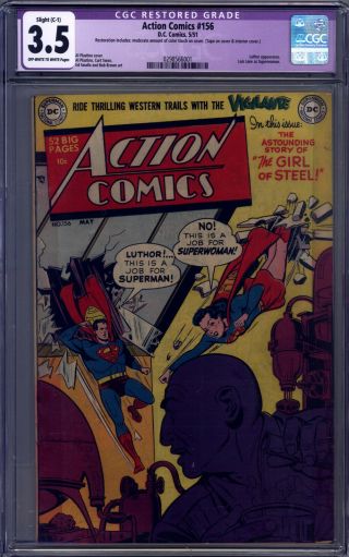 Action Comics 156 Cgc 3.  5 (r) Superman,  Superwoman,  Lex Luthor,  Vigilante
