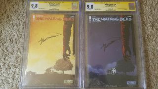 Walking Dead 193 Cgc 9.  8 Ss Set - Cover A & Sdcc Variant Signed By Kirkman