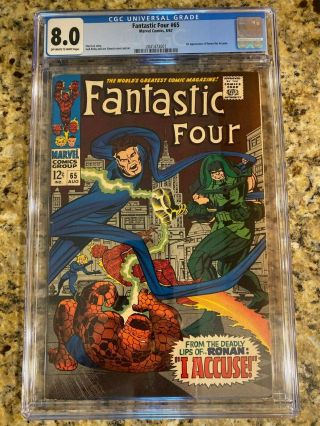 Fantastic Four 65 Cgc 8.  0 Vf / 1st Ronan The Accuser / Marvel Comic
