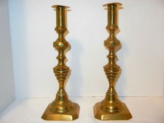 Antique Solid Brass Candlesticks Candle Holders 1860 