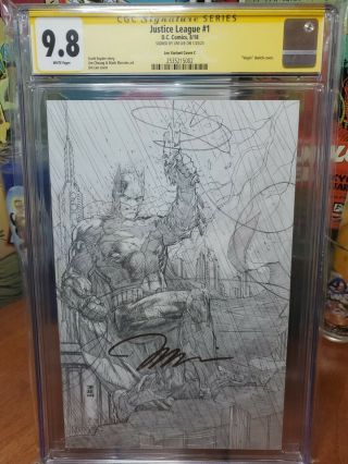 Justice League 1 Lee Sketch Variant Cgc 9.  8 Signed By Jim Lee