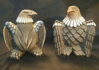 2 Artesania Rinconada Uruguay Eagle Art Pottery Figurines (ac1 - 2)