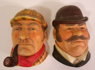 Sherlock Holmes & Dr.  Watson Legend Products Head Chalkware Made In England 1981