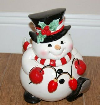 Fitz And Floyd " Cheers " Snowman Cookie Jar