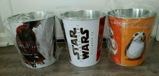 Amc Theaters - Popcorn Tins Buckets Set (1,  2,  3) - Star Wars Viii The Last Jedi