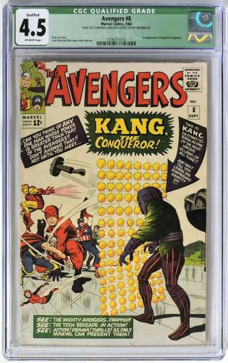 E032 Avengers 8 Marvel Cgc Qualified 4.  5 Vg,  1964 1st App Of Kang The Conqueror