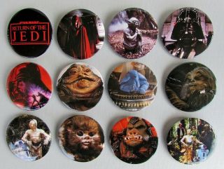 12 Rotj Photo Button Set Vintage 1983 Canada Adam Joseph Star Wars Pinback Badge