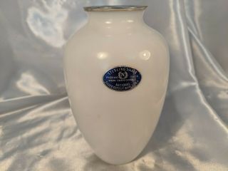 Vintage Sterling Silver Overlay White Vase 6.  5 