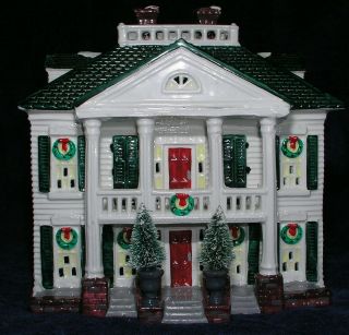 Dept 56 Christmas Snow Village Lighted House Southern Colonial White Ceramic