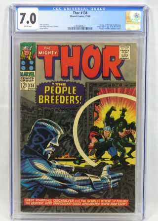 Marvel Comics Thor 134 Cgc 7.  0 W/p 1st High Evolutionary Man - Beast Fafnir 1966