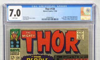 Marvel Comics Thor 134 CGC 7.  0 W/P 1st High Evolutionary Man - Beast Fafnir 1966 3