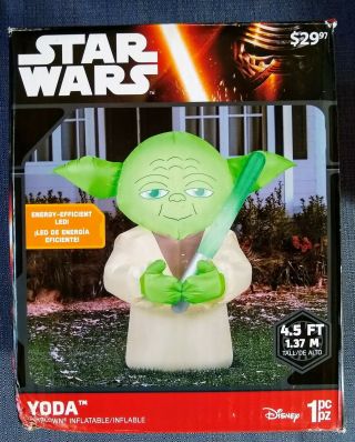 Nib Disney Star Wars Yoda Lawn Airblown Inflatable 4.  5 Feet