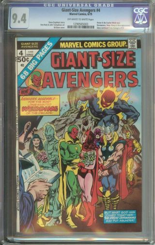 Giant - Size Avengers 4 Cgc 9.  4 Ow/wh Pages