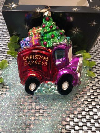 Christopher Radko Christmas Express Ornament Truck With Tree & Presents
