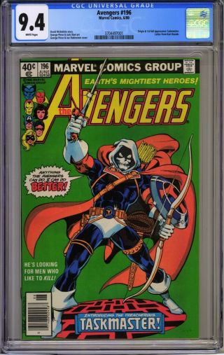 Avengers 196 - Cgc 9.  4 Wp - Origin & First Full Appearance Of Taskmaster