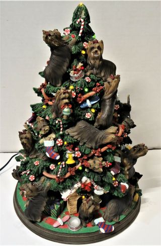 Danbury Yorkie Dog Christmas Tree Lighted Figurine Missing Star