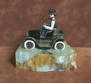 Ron Lee Clown Sculpture Figurine On Onyx Base Driving Model T Car Signed 1984