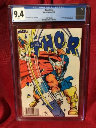 Thor 337 Cgc 9.  4 (1983,  Marvel) First Beta Ray Bill Newstand White Pages