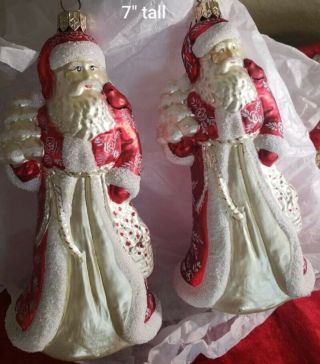 Christopher Radko Ornaments.  Set Of Two Santas.  Vintage In.