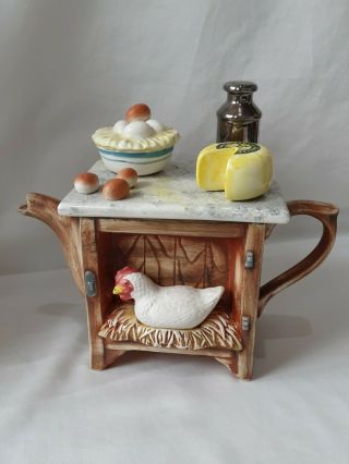 Vintage Swineside Ceramics - 1994 Made In England Farm Style Chicken Teapot