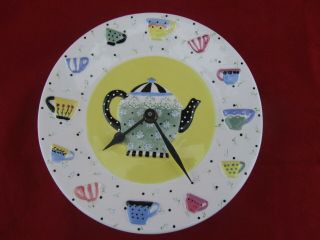 1998 Mary Engelbreit Wall Clock Battery Porcelain Plate Teapot Tea Cups