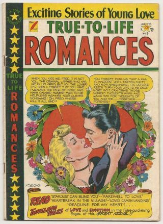 True - To - Life Romances No.  9 (2nd Issue) Star Jan - Feb.  1950 Vg L.  B.  Cole Cover