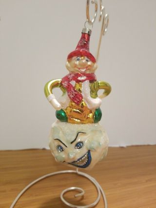 Retired Figural Elf Riding Evil Snowball Slavic Treasures Ornament