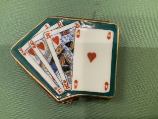 Playing Cards Rare Vintage Hand Painted Limoges Trinket Box - Cards Inside - 36