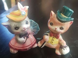Vintage Py Japan Anthropomorphic Cat Salt And Pepper Shakers Rare