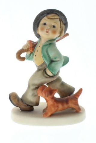 Goebel Hummel Figurine No 5 Strolling Along Little Boy And Dog Tmk 5