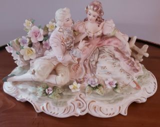 Lenwile Ardalt Japan 14 " Bisque Antique Courting Couple Night Light Music Box
