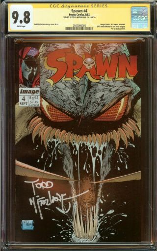 Spawn 4 Cgc 9.  8,  Signed Todd Mcfarlane,  Pin - Up By Dave Sim,  1992