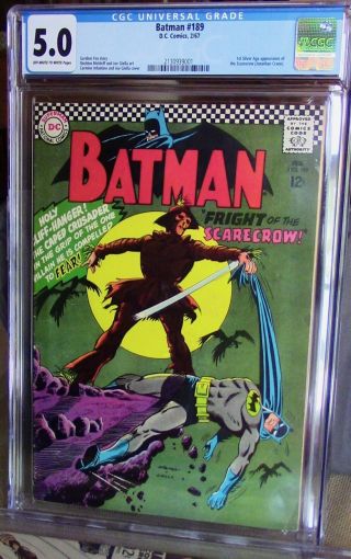 Batman 189 Cgc 5.  0 Off - White Pages - 1st Silver Age Scarecrow