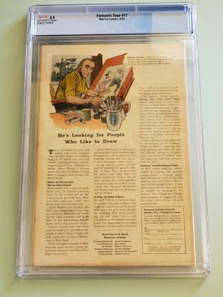 FANTASTIC FOUR 17 CGC 6.  5 EARLY DR DOOM COVER 2