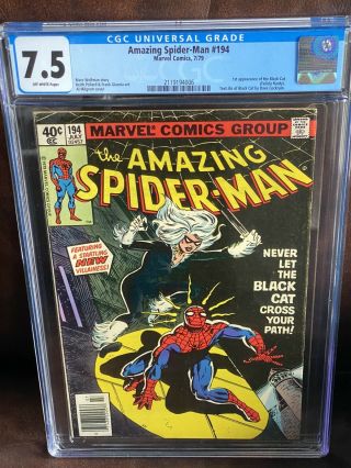 Marvel Comics The Spider - Man 194 Cgc Universal Grade 7.  5 1st Black Cat