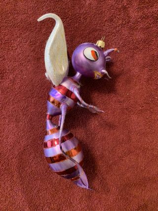 Slavic Treasures Blown Glass Ornament Violet Avenger Wasp
