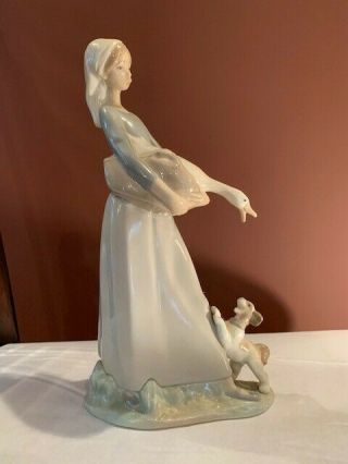 Lladro,  Girl With Goose And Dog,  4866,  10 3/4 " T,  No Box