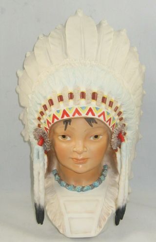 Cybis Porcelain Bust Sculpture " Little Eagle American Indian Boy " 1975 - 1979