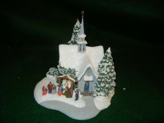 Thomas Kinkade " The Church With Manager " Lighted Christmas Village House 2007