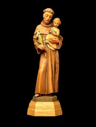 Vintage Anri Wooden Figurine Of St.  Anthony & The Christ Child Made In Italy