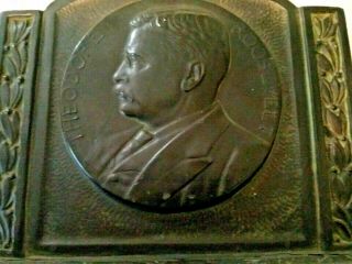 Antique Bronze (clad?) L.  V.  Aronson Signed/dated 1921 Teddy Roosevelt Bookends