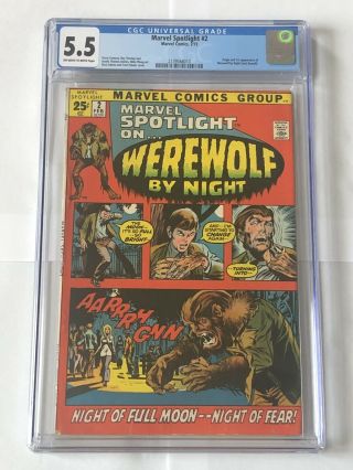 Cgc 5.  5 - Marvel Spotlight 2 - 1st Appearance Of Werewolf By Night.  1972.