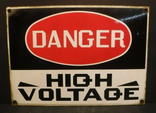 Vintage Danger High Voltage Porcelain Enameled Sign Electricity Power Electric