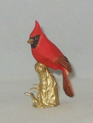 Boehm Porcelain Miniature Bird Sculpture " Cardinal On Bronze "