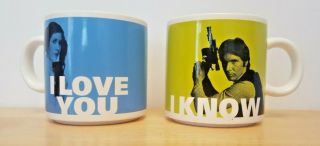 Star Wars Coffee Mugs Cups - I Love You I Know - Han Solo Princess Leia Hallmark