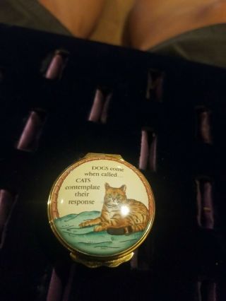 Halcyon Days Enamel Box/dogs Come When Called Cats Contemplate Their Response