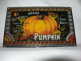 Vintage Fall Porcelain Pumpkin Sign Primitive - Farmhouse Thanksgiving Decor - Signd
